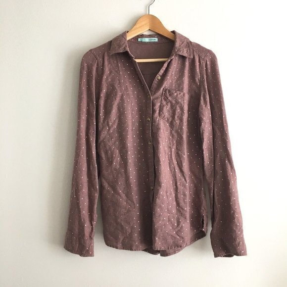 5/$15 - Maurices polka‎ dot print button down shirt fleece top long sleeve - Picture 1 of 5